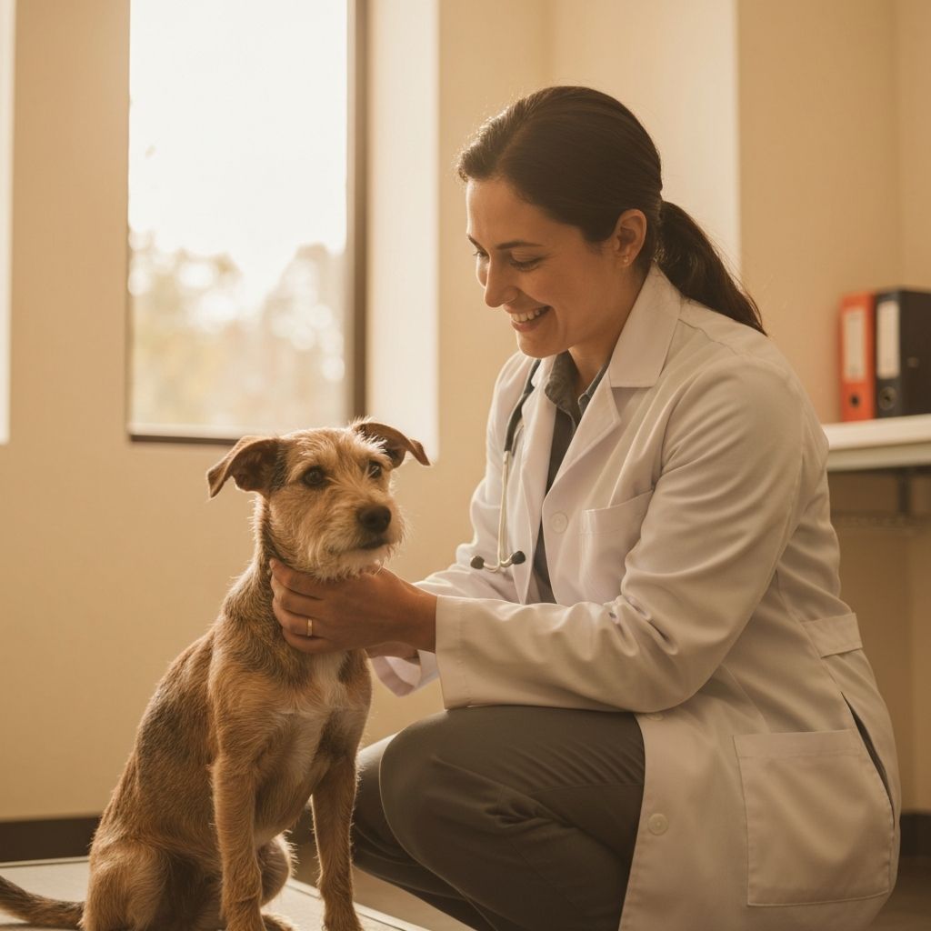 Veterinário examinando pet com cuidado